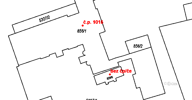 Jáchymov 1016 na parcele st. 856/1 v KÚ Jáchymov, Katastrální mapa