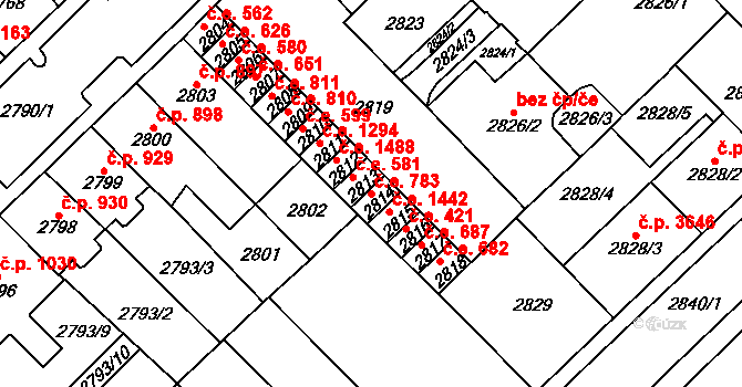 Chomutov 783 na parcele st. 2814 v KÚ Chomutov I, Katastrální mapa