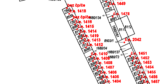 Hodonín 1419 na parcele st. 8167 v KÚ Hodonín, Katastrální mapa