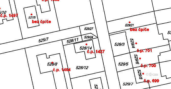 Kylešovice 1427, Opava na parcele st. 528/14 v KÚ Kylešovice, Katastrální mapa