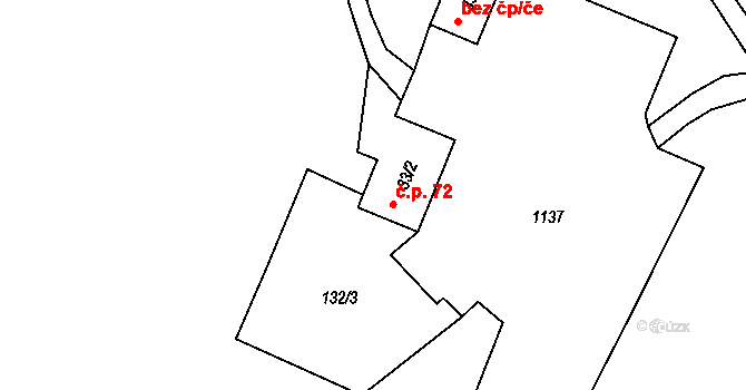 Arnoltice 72, Huzová na parcele st. 33/2 v KÚ Arnoltice u Huzové, Katastrální mapa