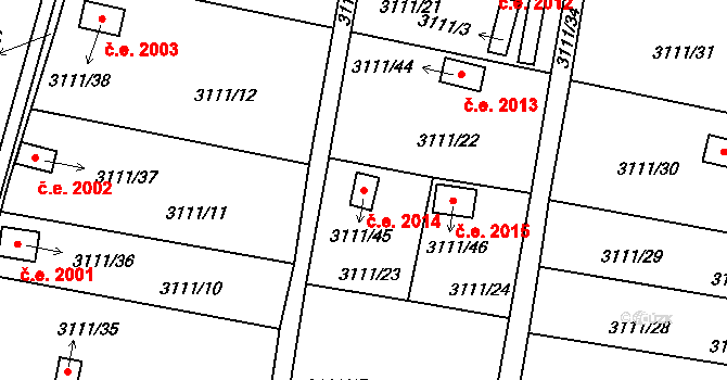 Louny 2014 na parcele st. 3111/45 v KÚ Louny, Katastrální mapa