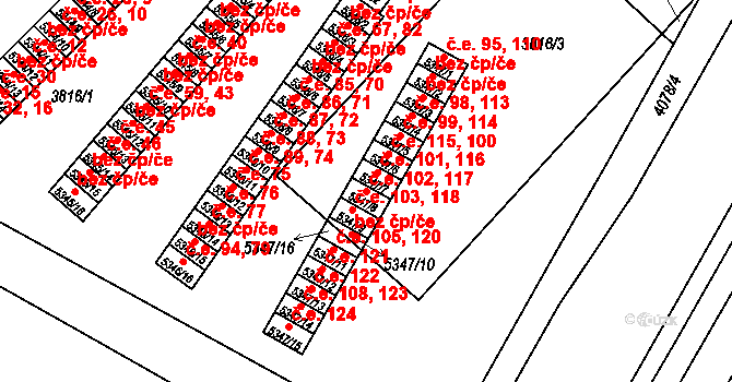 Zlín 102,117 na parcele st. 5347/8 v KÚ Zlín, Katastrální mapa