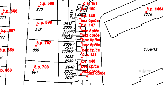 Slaný 39328546 na parcele st. 2036 v KÚ Slaný, Katastrální mapa