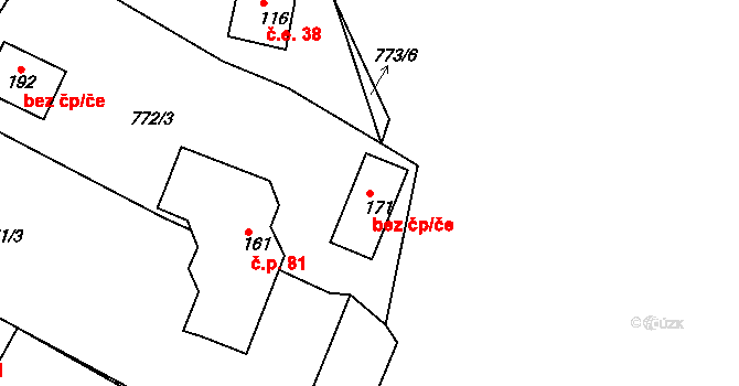 Plískov 40363546 na parcele st. 171 v KÚ Plískov, Katastrální mapa