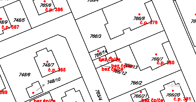 Bechyně 40907546 na parcele st. 766/14 v KÚ Bechyně, Katastrální mapa