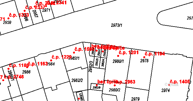 Brno 41219546 na parcele st. 2982/7 v KÚ Královo Pole, Katastrální mapa