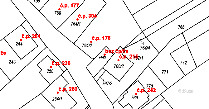 Perná 43204546 na parcele st. 764/3 v KÚ Perná, Katastrální mapa