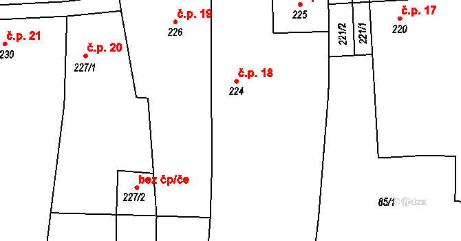 Brumovice 18 na parcele st. 224 v KÚ Brumovice u Opavy, Katastrální mapa