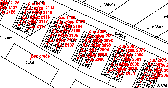 Řečkovice 2099, Brno na parcele st. 5576 v KÚ Řečkovice, Katastrální mapa