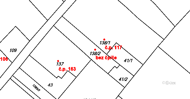 Štětí 47602546 na parcele st. 138/2 v KÚ Brocno, Katastrální mapa