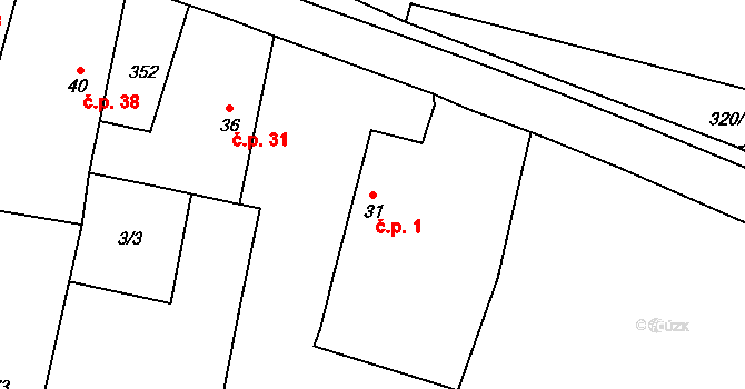 Licoměřice 1, Lipovec na parcele st. 31 v KÚ Licoměřice, Katastrální mapa