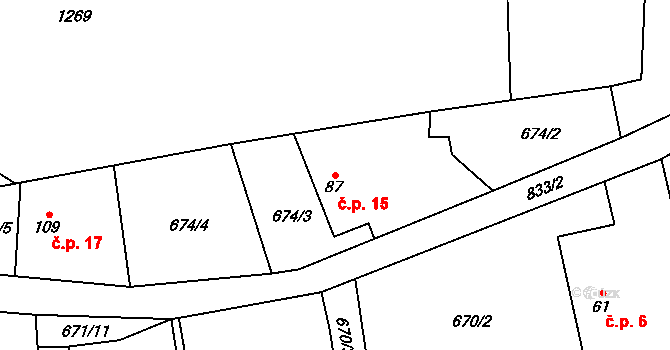 Libáň 15, Nasavrky na parcele st. 87 v KÚ Ochoz u Nasavrk, Katastrální mapa