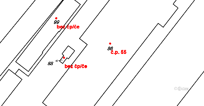 Olší 55, Opařany na parcele st. 86 v KÚ Olší u Opařan, Katastrální mapa