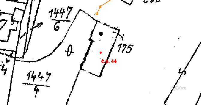 Česká Kubice 44 na parcele st. 175 v KÚ Česká Kubice, Katastrální mapa