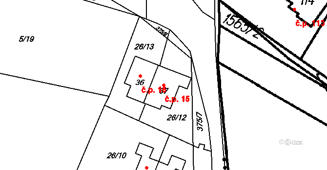 Krukanice 15, Pernarec na parcele st. 37 v KÚ Krukanice, Katastrální mapa