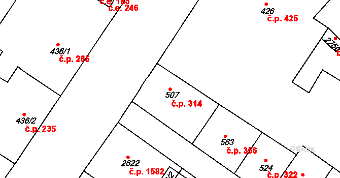 Náchod 314 na parcele st. 507 v KÚ Náchod, Katastrální mapa