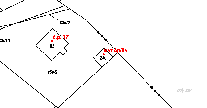 Heřmaň 77810546 na parcele st. 249 v KÚ Heřmaň, Katastrální mapa