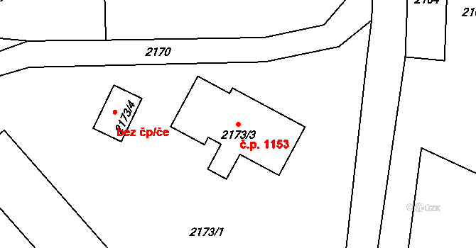 Pod Cvilínem 1153, Krnov na parcele st. 2173/3 v KÚ Opavské Předměstí, Katastrální mapa