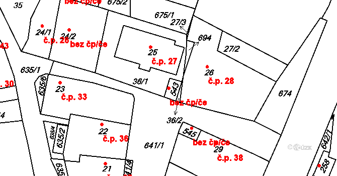Neratovice 83491546 na parcele st. 543 v KÚ Byškovice, Katastrální mapa