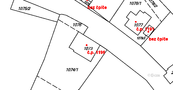 Vejprty 1196 na parcele st. 1073 v KÚ Vejprty, Katastrální mapa