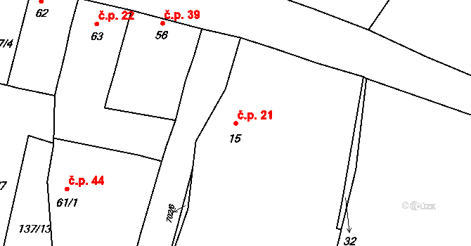 Nečichy 21, Louny na parcele st. 15 v KÚ Nečichy, Katastrální mapa