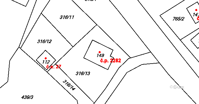 Hrušková 2282, Sokolov na parcele st. 149 v KÚ Hrušková, Katastrální mapa