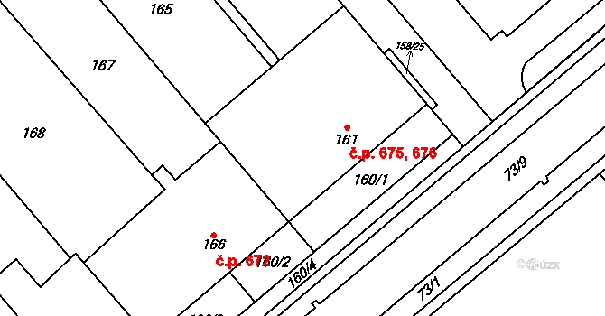 Pohořelice 675,676 na parcele st. 161 v KÚ Pohořelice nad Jihlavou, Katastrální mapa