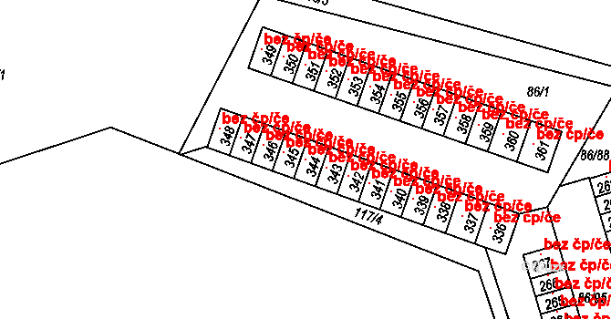 Třebíč 105449547 na parcele st. 344 v KÚ Řípov, Katastrální mapa