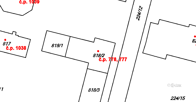 Ostrov 777,778 na parcele st. 818/2 v KÚ Ostrov nad Ohří, Katastrální mapa