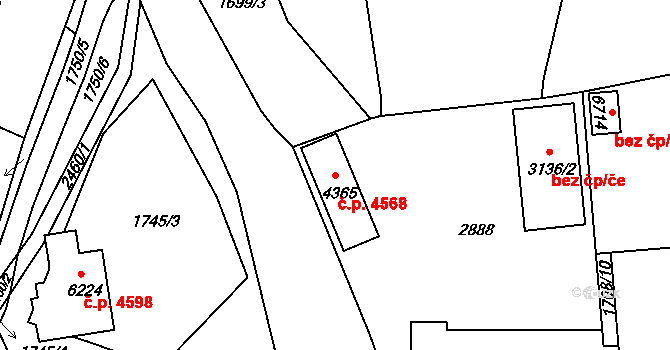 Jablonec nad Nisou 4568 na parcele st. 4365 v KÚ Jablonec nad Nisou, Katastrální mapa