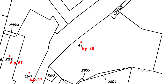 Rozseč 16 na parcele st. 41 v KÚ Rozseč u Třešti, Katastrální mapa