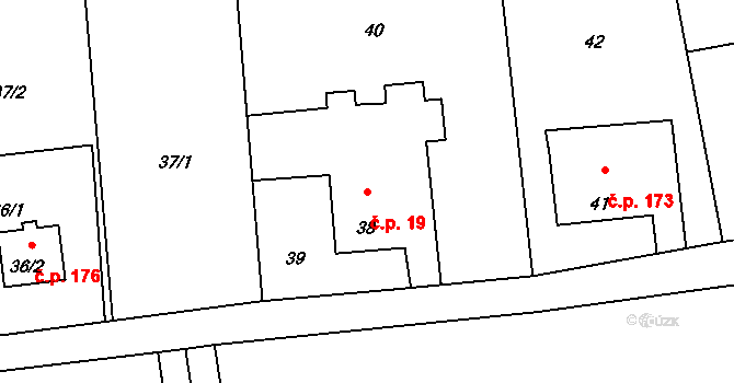 Dolní Těrlicko 19, Těrlicko na parcele st. 38 v KÚ Dolní Těrlicko, Katastrální mapa
