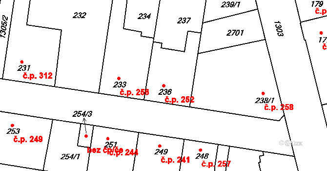 Tuchlovice 252 na parcele st. 236 v KÚ Tuchlovice, Katastrální mapa