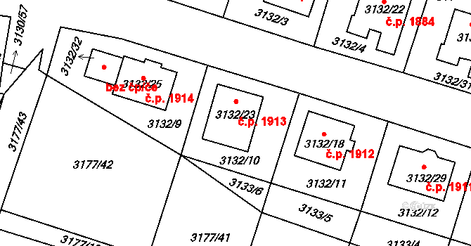 Tachov 1913 na parcele st. 3132/23 v KÚ Tachov, Katastrální mapa
