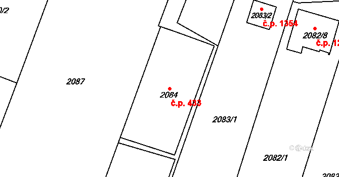 Poruba 433, Orlová na parcele st. 2084 v KÚ Poruba u Orlové, Katastrální mapa