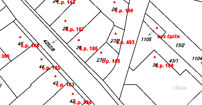 Kardašova Řečice 145 na parcele st. 27/1 v KÚ Kardašova Řečice, Katastrální mapa