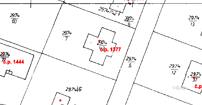 Poděbrady III 1377, Poděbrady na parcele st. 2974/43 v KÚ Poděbrady, Katastrální mapa