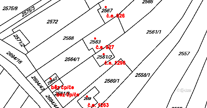 Žebětín 1296, Brno na parcele st. 2561/2 v KÚ Žebětín, Katastrální mapa