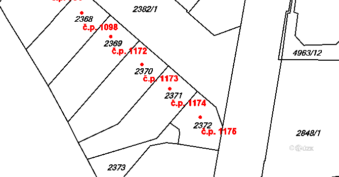 Smíchov 1174, Praha na parcele st. 2371 v KÚ Smíchov, Katastrální mapa