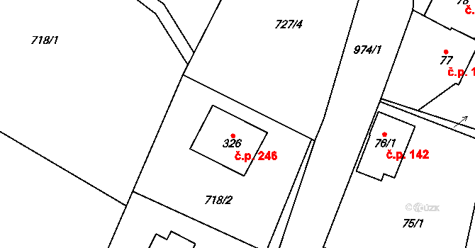 Černý Důl 246 na parcele st. 326 v KÚ Černý Důl, Katastrální mapa
