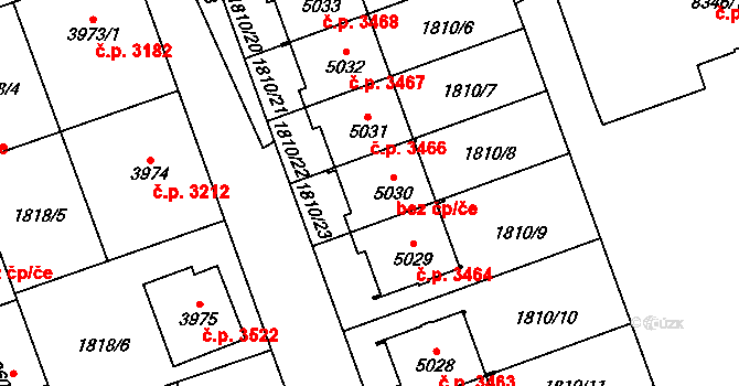 Hodonín 3465 na parcele st. 5030 v KÚ Hodonín, Katastrální mapa