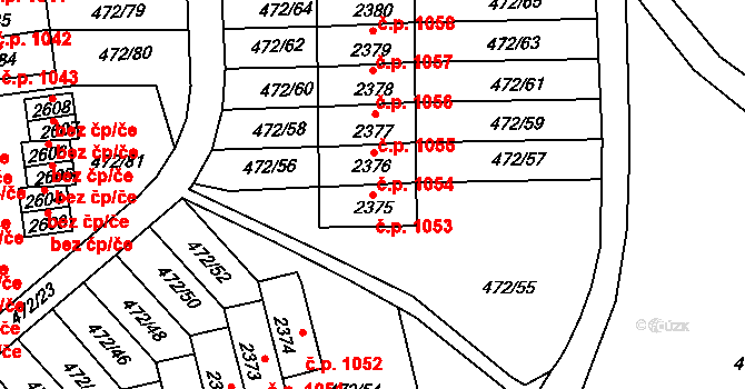 Vrchlabí 1053 na parcele st. 2375 v KÚ Vrchlabí, Katastrální mapa