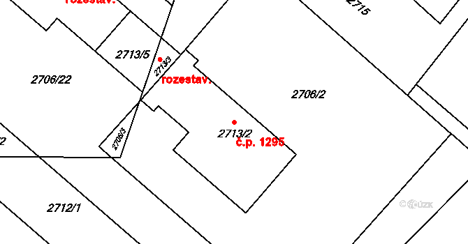 Kuřim 1295 na parcele st. 2713/2 v KÚ Kuřim, Katastrální mapa