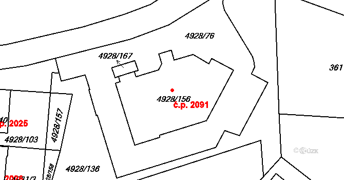 Zábřeh 2091 na parcele st. 4928/156 v KÚ Zábřeh na Moravě, Katastrální mapa