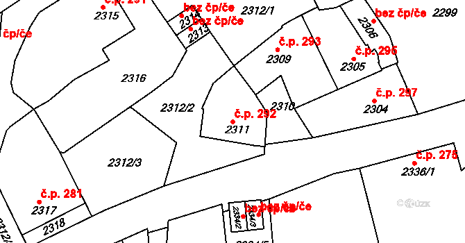 Jemnice 292 na parcele st. 2311 v KÚ Jemnice, Katastrální mapa