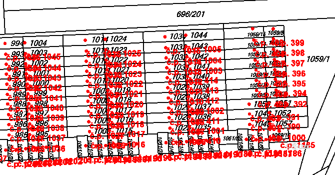 Klokoty 1010, Tábor na parcele st. 1029 v KÚ Klokoty, Katastrální mapa