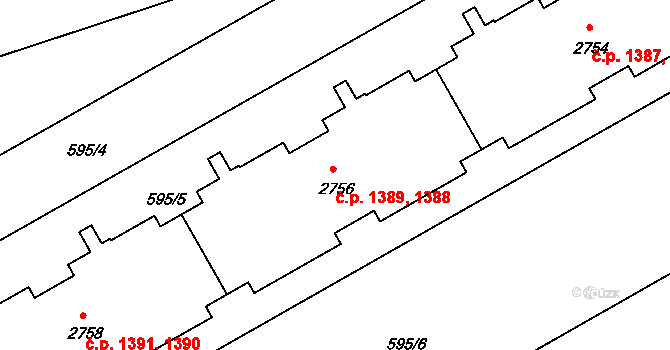 Nový Hradec Králové 1388,1389, Hradec Králové na parcele st. 2756 v KÚ Nový Hradec Králové, Katastrální mapa