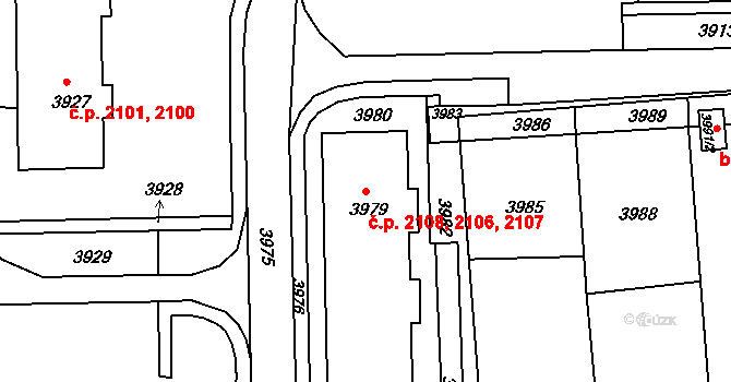Žďár nad Sázavou 4 2106,2107,2108, Žďár nad Sázavou na parcele st. 3979 v KÚ Město Žďár, Katastrální mapa