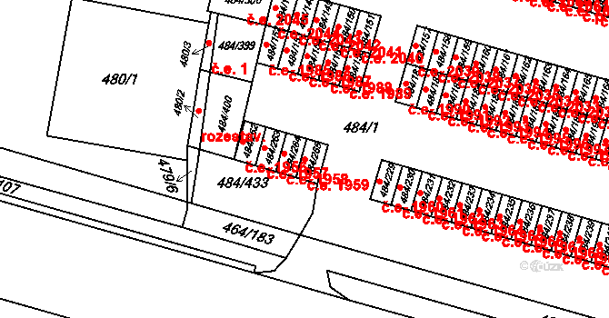 Podlesí 1959, Havířov na parcele st. 484/265 v KÚ Bludovice, Katastrální mapa